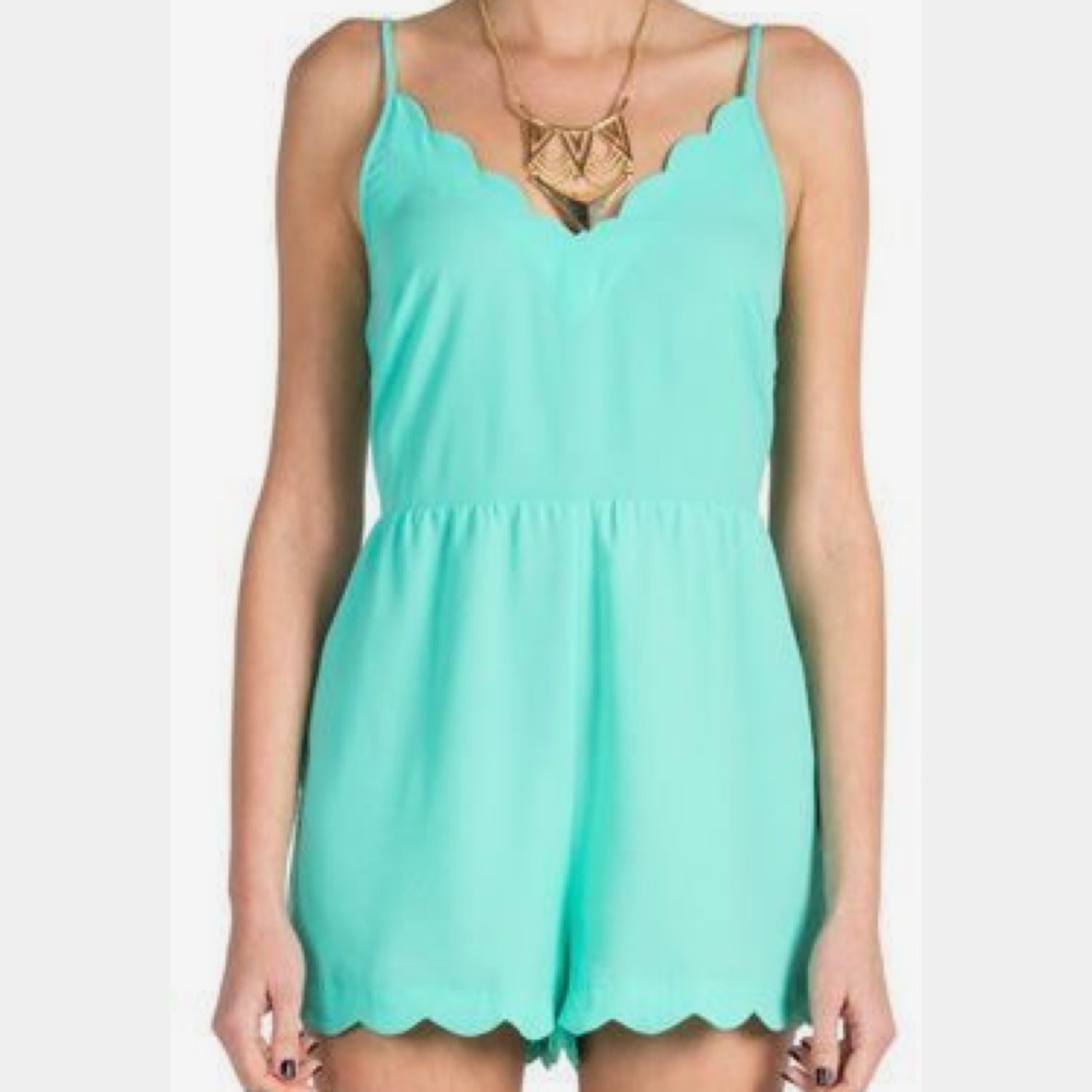 LUSH Mint Scalloped Romper